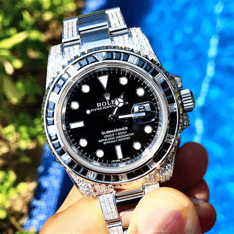 diamond encrusted rolex watch|rolex submariner with diamond bezel.